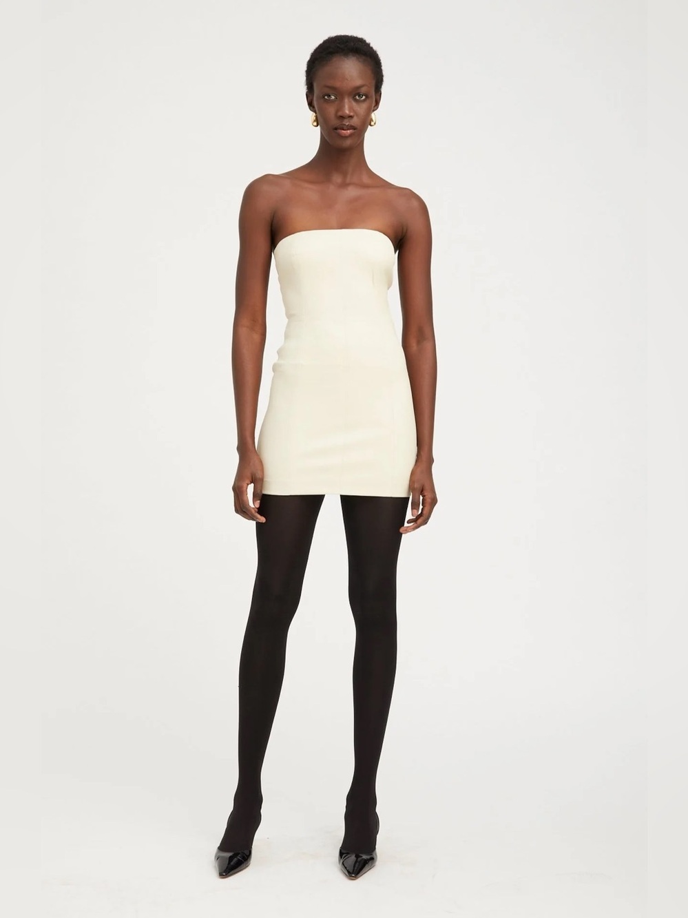 SPRWMN NWT Leather Off White Strapless Dress Luxe Lambskin Mini Revolve
